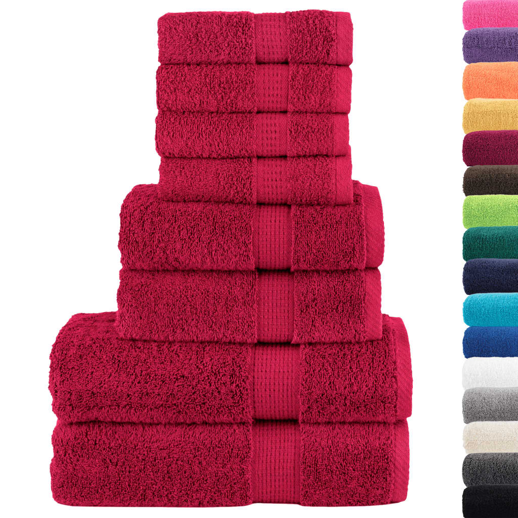 VIDAXL 8-Stück-Handtuchset Solund 600 g m² Rot