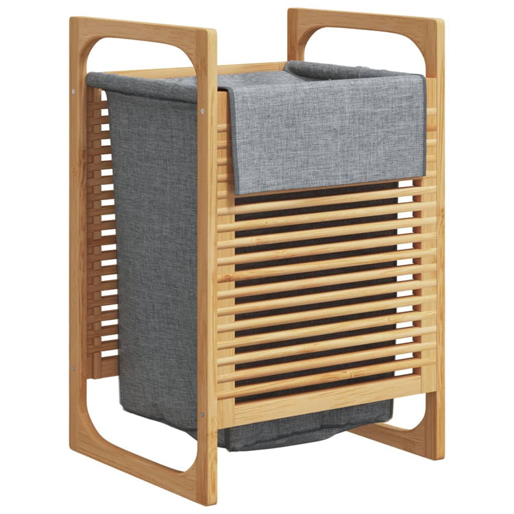 Vidaxl -Waschkorb mit grauer Bag 32x30x36,5 cm Bambus