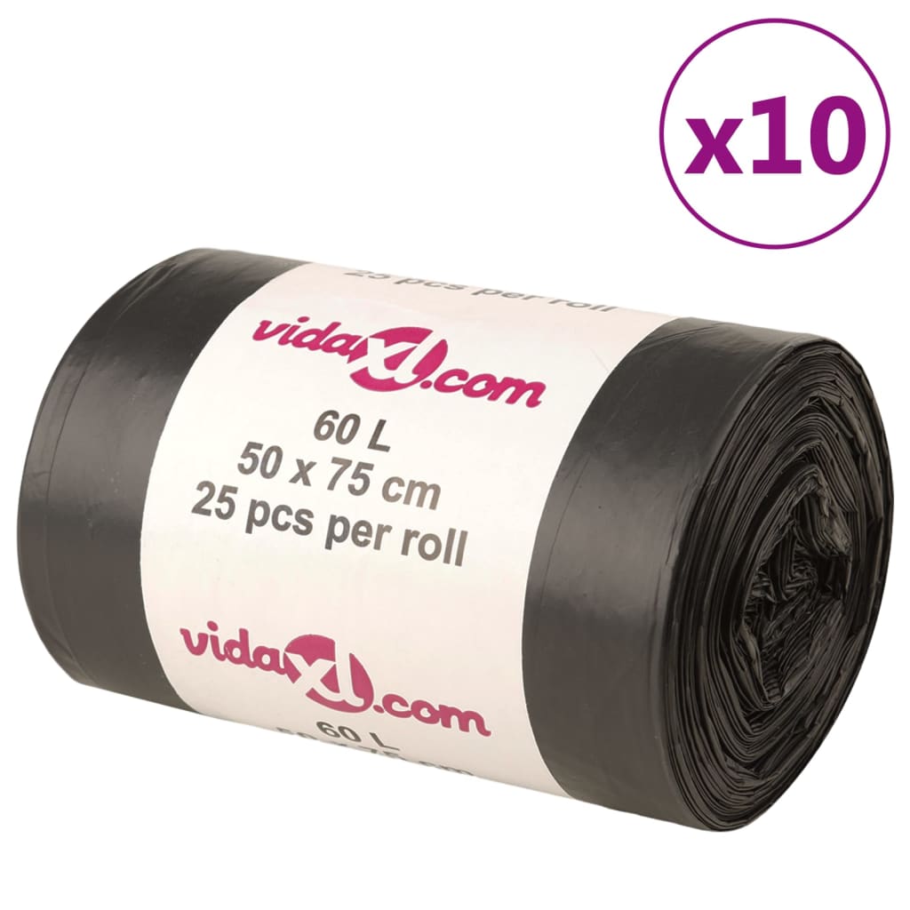 Vidaxl Müllsäcke 250 St 60 l Schwarz