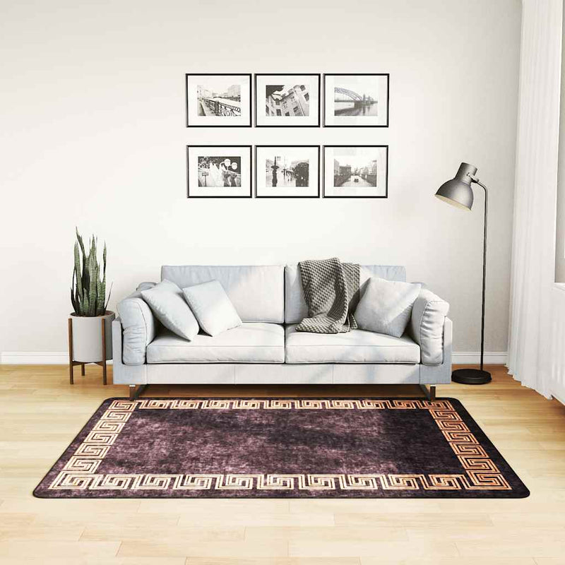 Vidaxl Teppich waschbarer Anti-Rutsch 120x170 cm Schwarz und Goldfarbe