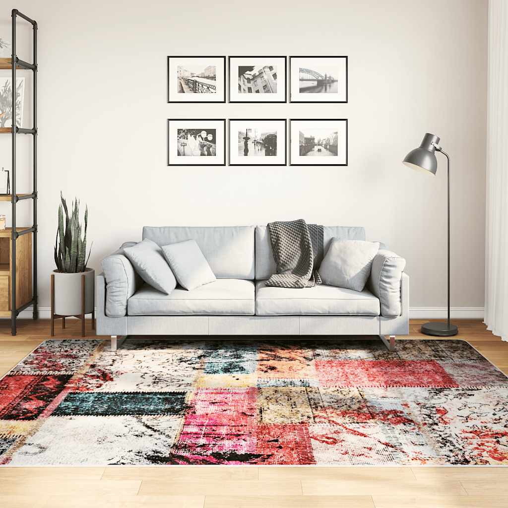 Vidaxl Teppich waschbarer Anti-Rutsch 150x230 cm Patchwork mehrfarbig