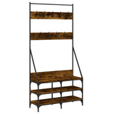 VIDAXL -Kleidungsständer mit Schuhregal 90x34x184 cm geräucherte Eiche gefärbt - afbeelding 2