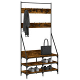 VIDAXL -Kleidungsständer mit Schuhregal 90x34x184 cm geräucherte Eiche gefärbt - afbeelding 3