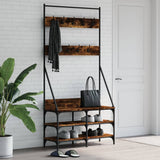 VIDAXL -Kleidungsständer mit Schuhregal 90x34x184 cm geräucherte Eiche gefärbt - afbeelding 1