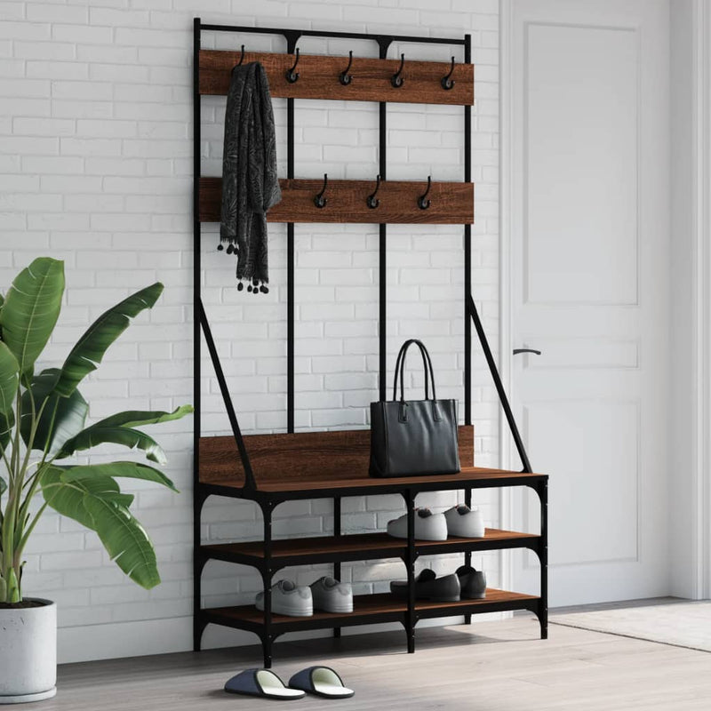 VIDAXL -Kleidung Rack mit Schuhregal 100x40x184 cm Braune Eiche Farbe