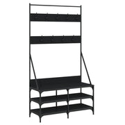 VIDAXL -Kleidungsständer mit Schuhregal 100x40x184 cm Schwarz - afbeelding 2