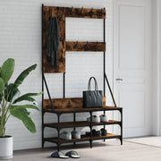 Vidaxl -Kleidungsständer mit Schuhregal 100x40x184 cm geräucherte Eiche gefärbt - afbeelding 1