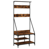 Vidaxl -Kleidungsständer mit Schuhregal 80x40x184 cm geräucherte Eiche gefärbt - afbeelding 2