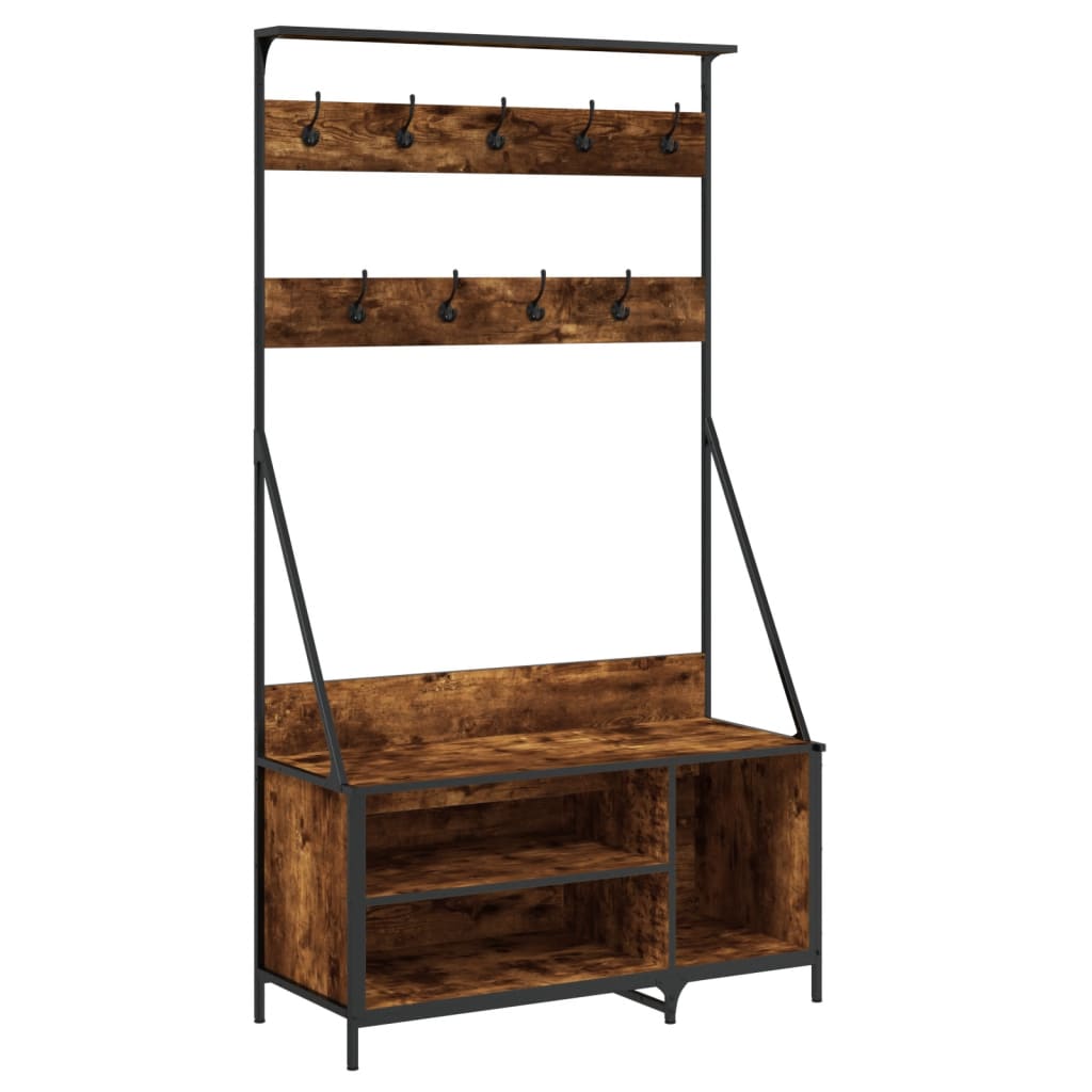Vidaxl -Kleidungsständer mit Schuhregal 100x41x184 cm geräucherte Eichefarbe