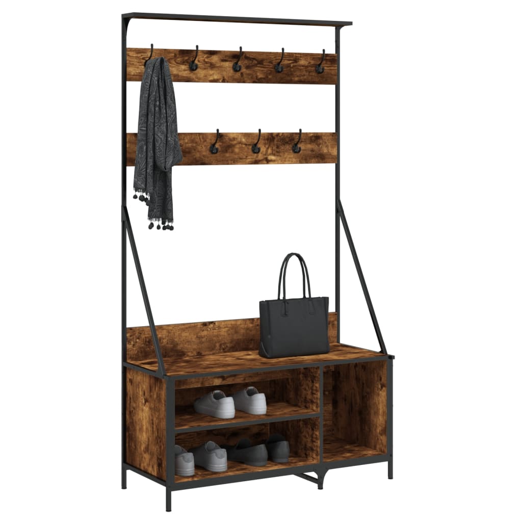 Vidaxl -Kleidungsständer mit Schuhregal 100x41x184 cm geräucherte Eichefarbe