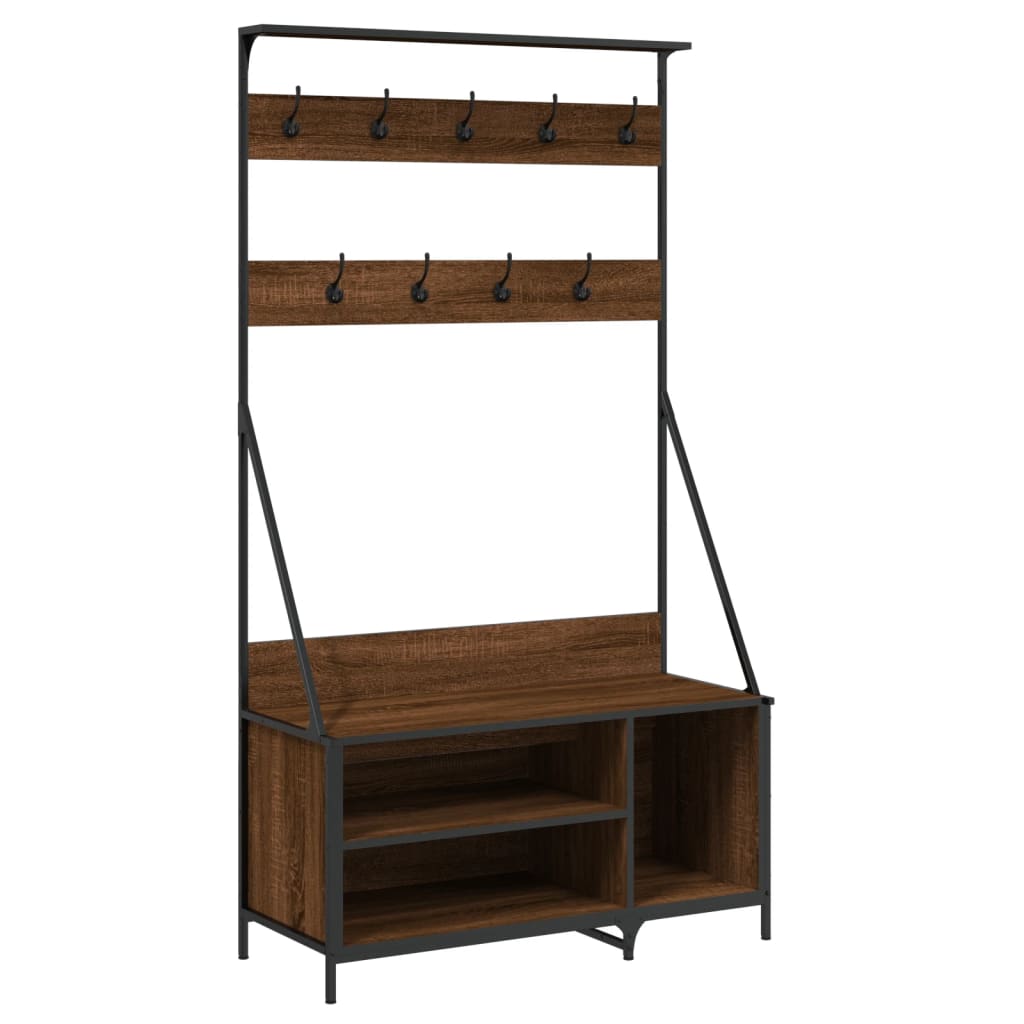 VIDAXL -Kleidung Rack mit Schuhregal 100x41x184 cm Braune Eiche Farbe