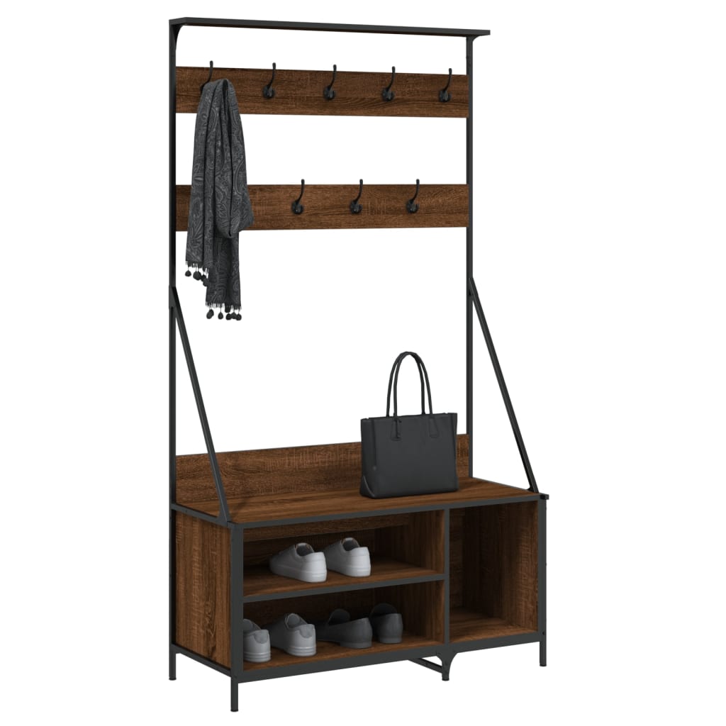 VIDAXL -Kleidung Rack mit Schuhregal 100x41x184 cm Braune Eiche Farbe