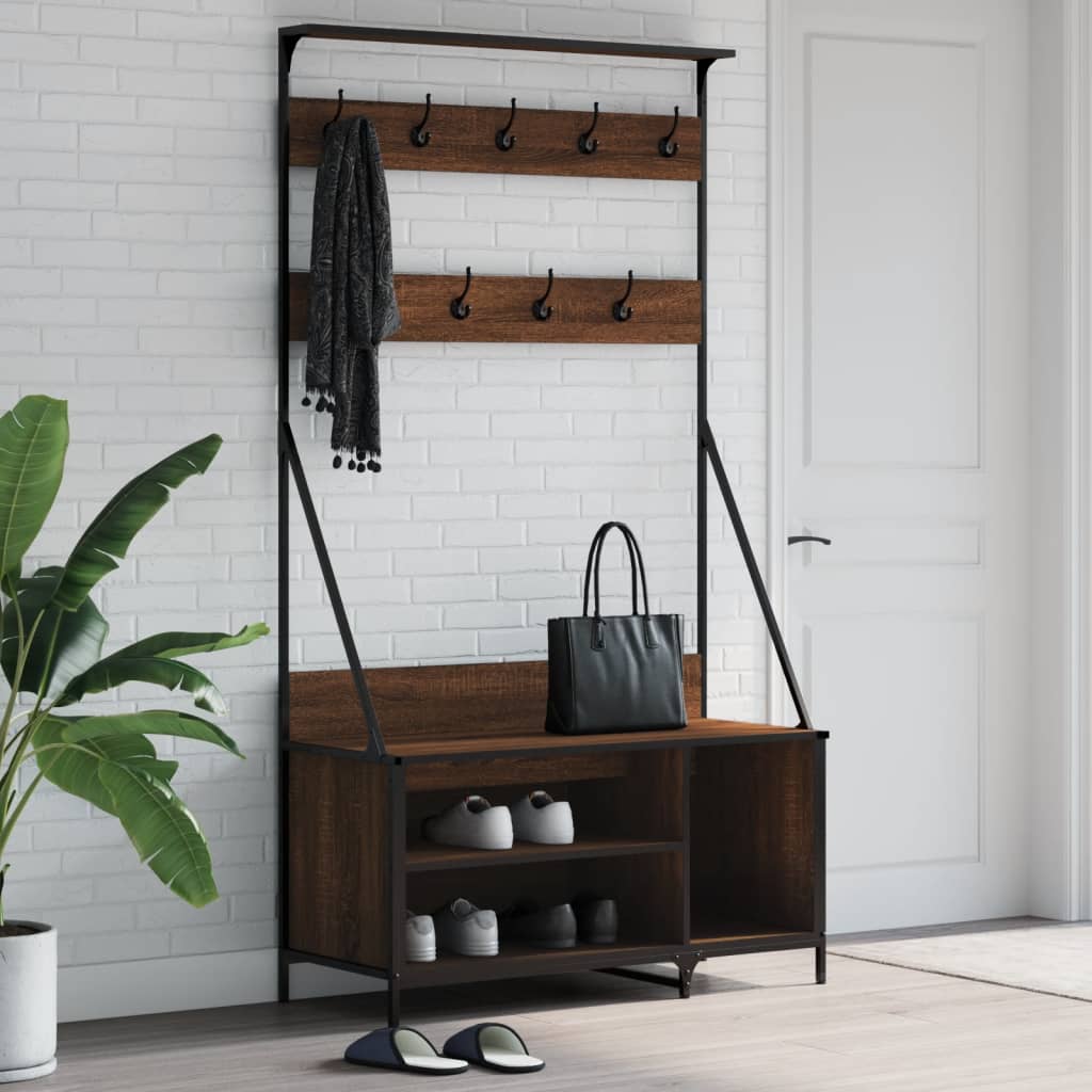 VIDAXL -Kleidung Rack mit Schuhregal 100x41x184 cm Braune Eiche Farbe