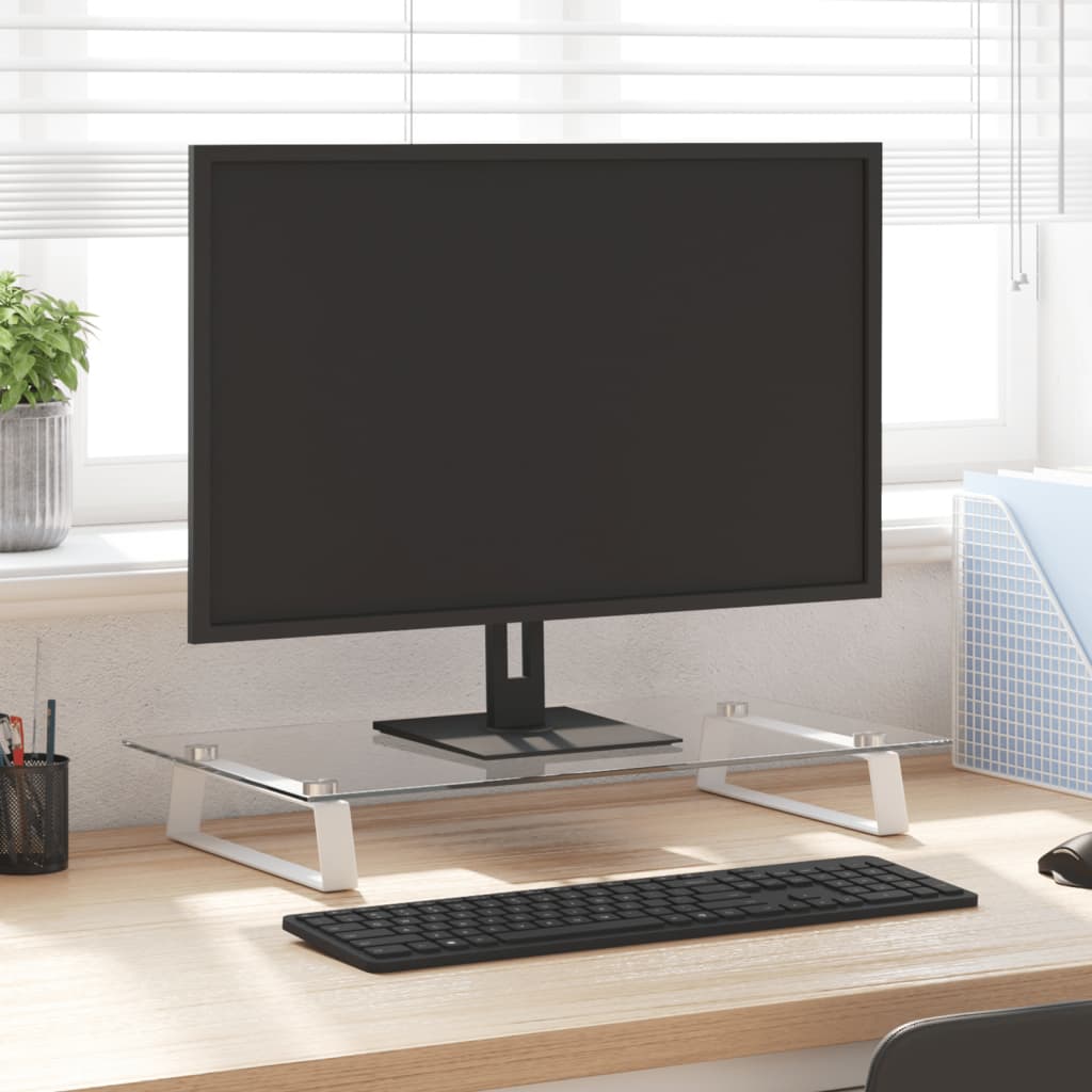 Vidaxl Monitor Standard 60x35x8 cm gehärtetes Glas und Metall weiß