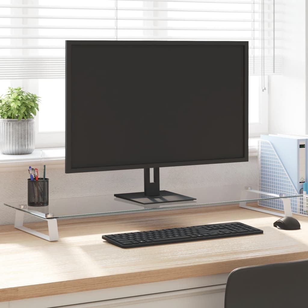 Vidaxl Monitor Standard 100x35x8 cm terminiertes Glas und Metall weiß