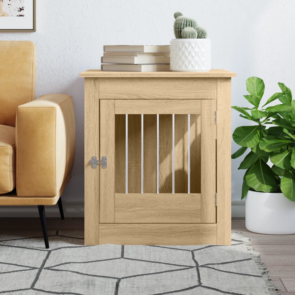 Vidaxxl Hundebox 64,5 x 80 x 71 cm, Holzwerkstoff Sonoma-Eiche farbig