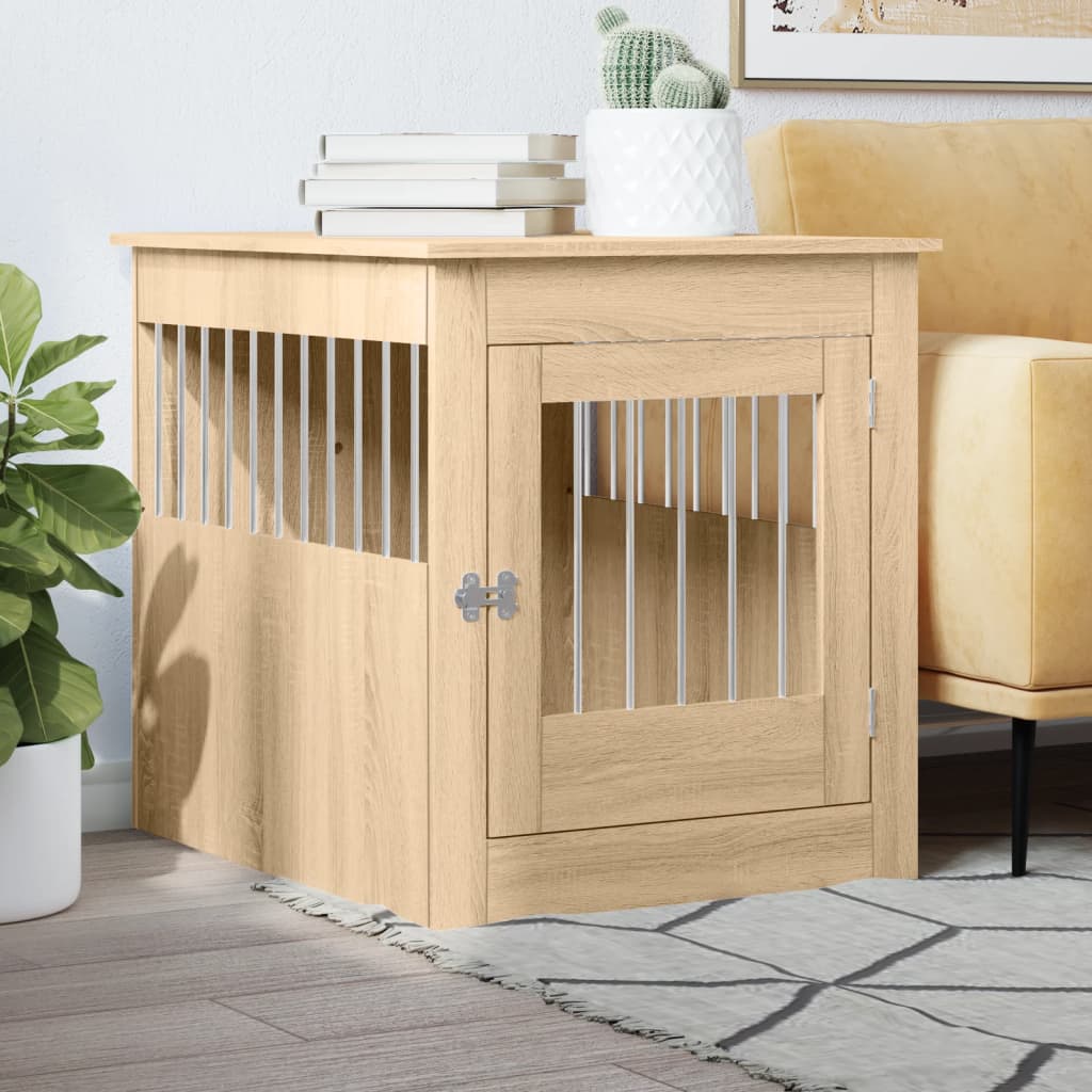 Vidaxxl Hundebox 64,5 x 80 x 71 cm, Holzwerkstoff Sonoma-Eiche farbig
