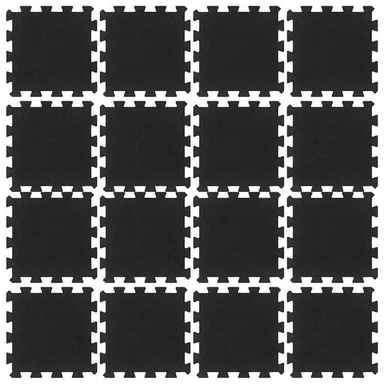 Vidaxl Gummifliesen 16 St 16 mm 30 x 30 cm Schwarz