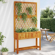 VIDAXL -Plannet mit Lamellen und Regal 100x32x185 cm Acaciahout - afbeelding 1