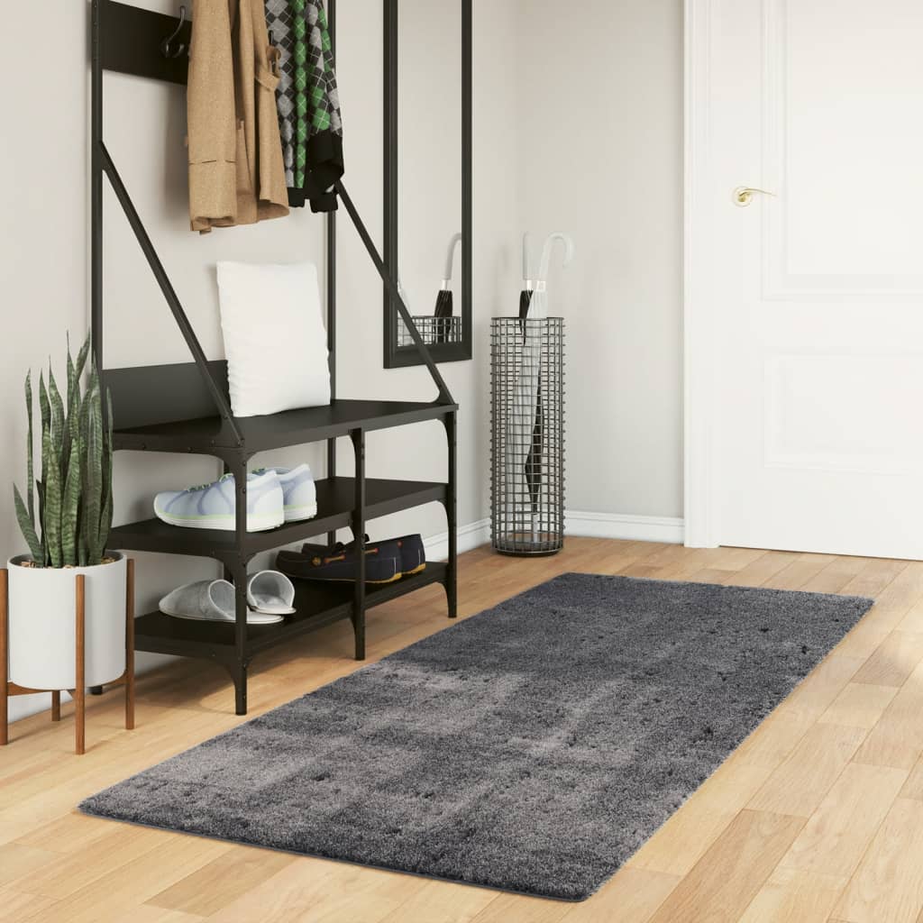 Vidaxl Teppich Huarte Low -Molzen weiche Waschable 80x200 cm Anthrazit