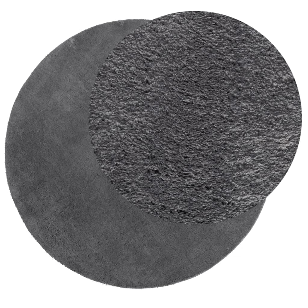 Vidaxl Teppich Huarte Low -Molon Weichwaschbar Ø 100 cm Anthrazit