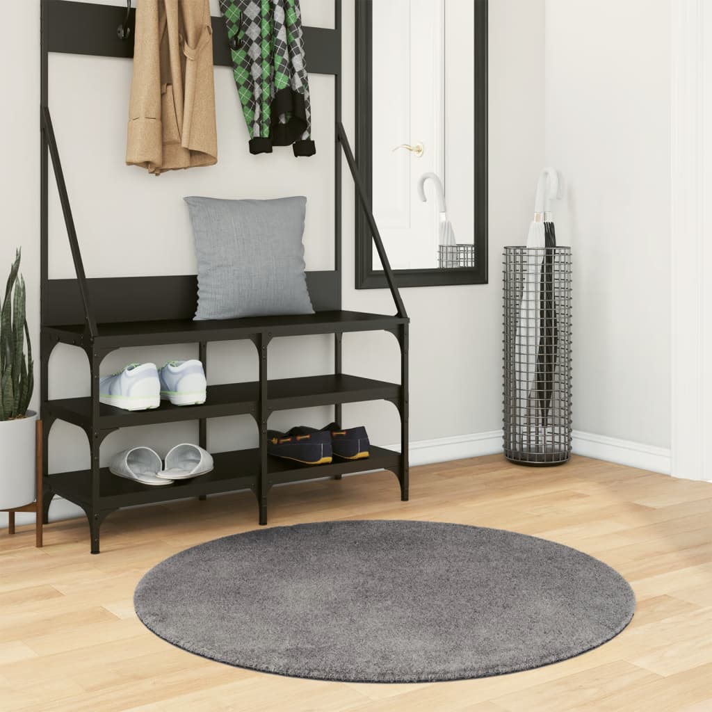 Vidaxl Teppich Huarte Low -Molon Weichwaschbar Ø 100 cm Anthrazit