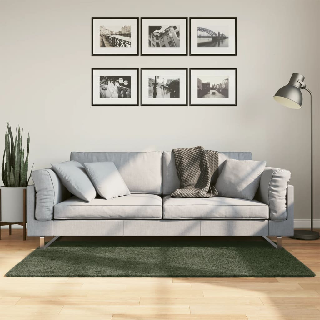 Vidaxl Teppich Huarte niedrig -molende Weichwaschbar 80x150 cm Waldgrün