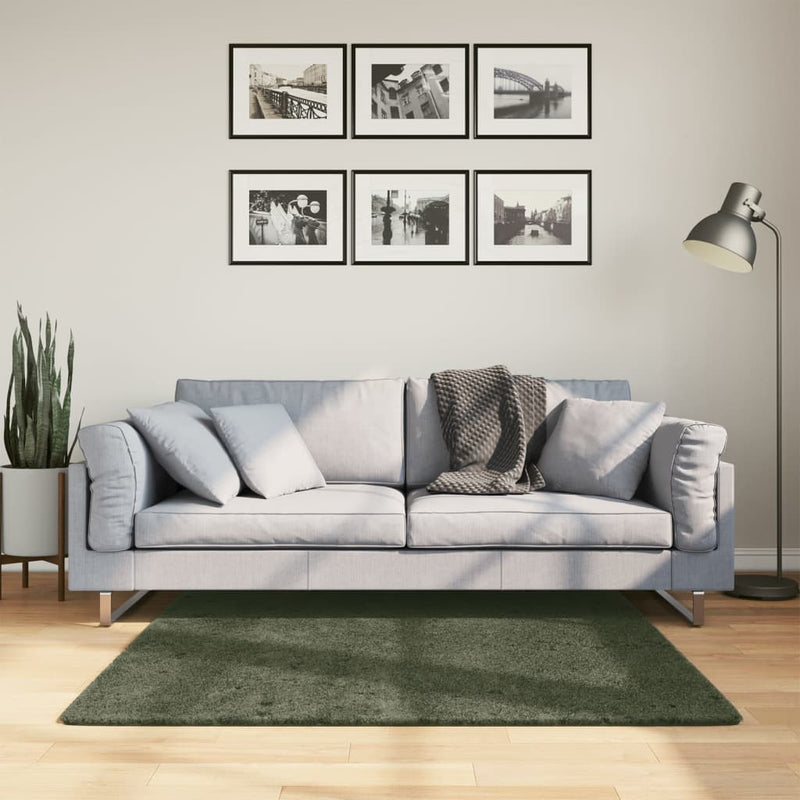 Vidaxl Teppich Huarte Low -Molzen weiche Waschable 120x120 cm Waldgrün