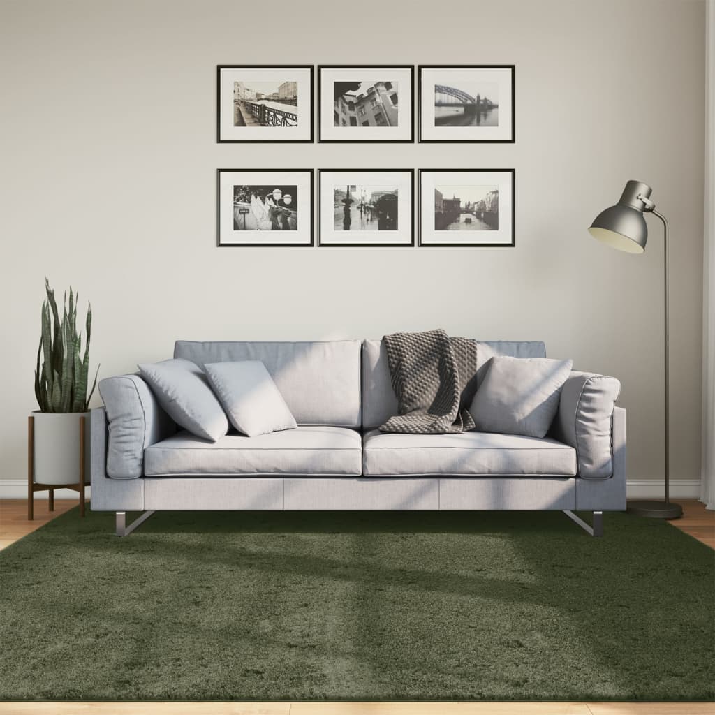 Vidaxl Teppich Huarte niedrig -molende Weichwaschbar 200x200 cm Waldgrün