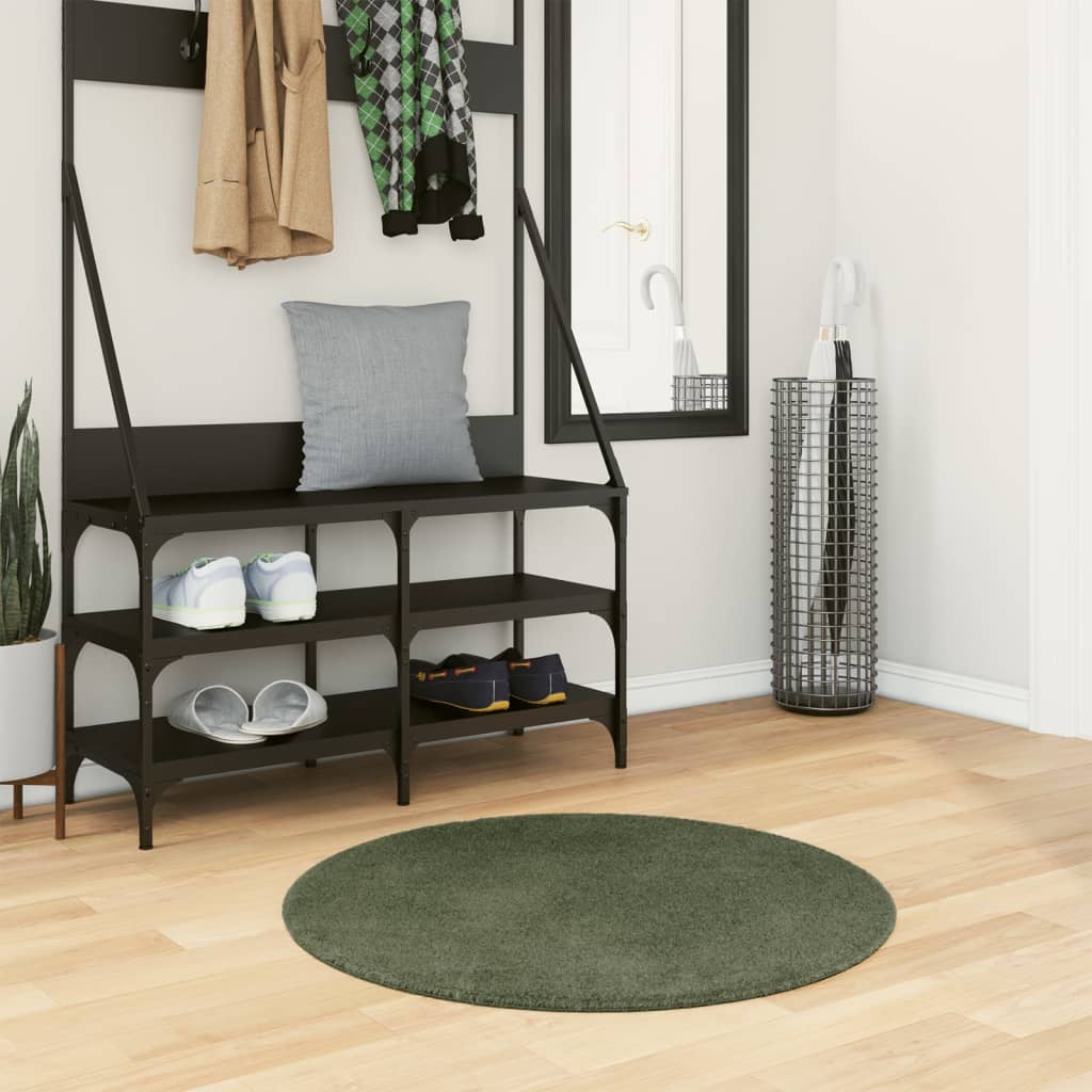 Vidaxl Teppich Huarte niedrig -molsenweichwaschbar Ø 80 cm Waldgrün