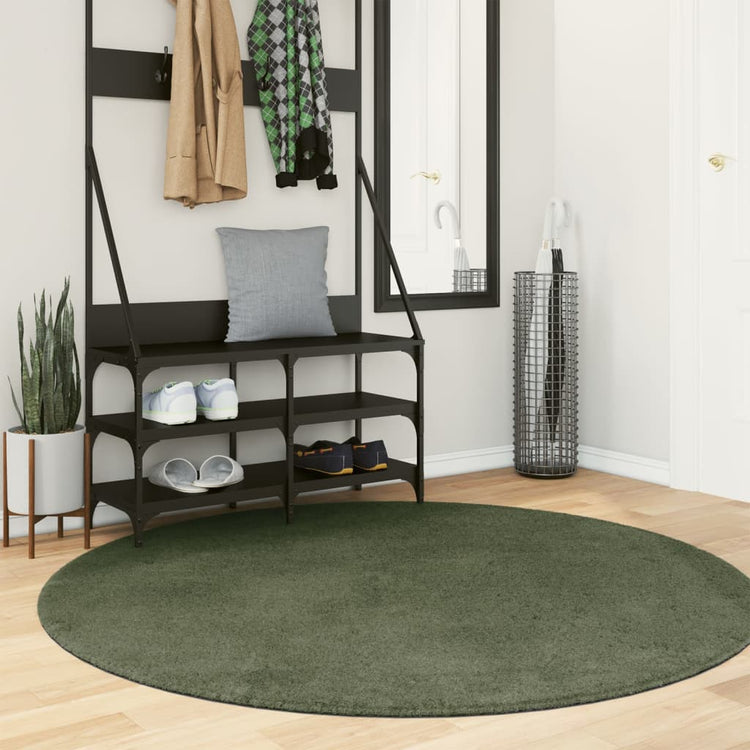 Vidaxl Teppich Huarte niedrig -mopse weichwaschbar Ø 160 cm Waldgrün