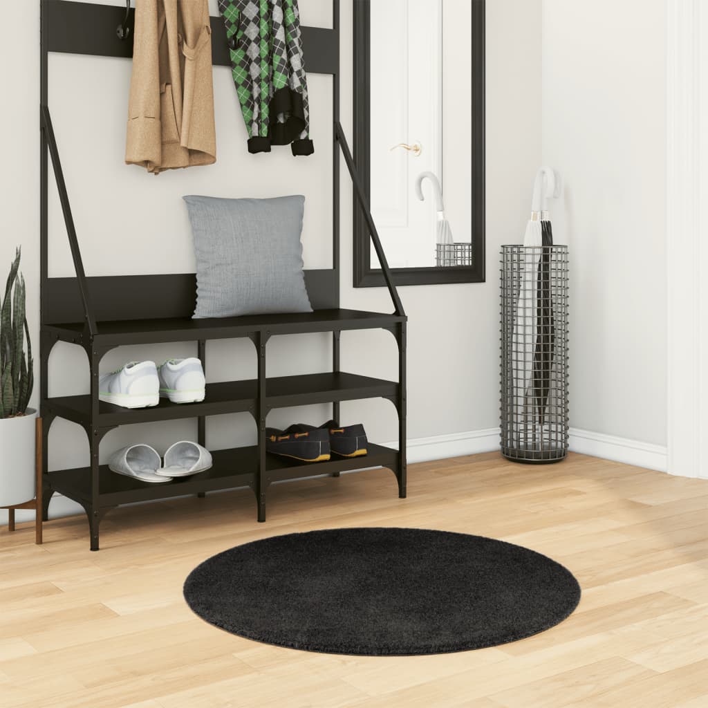 Vidaxl Teppich Huarte niedrig -molsenweichwaschbar Ø 80 cm schwarz