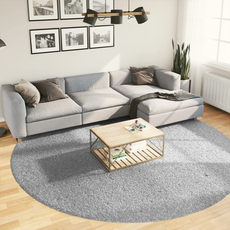 Vidaxl Teppich Pamplona Shaggy hoch modern Ø 280 cm Grau