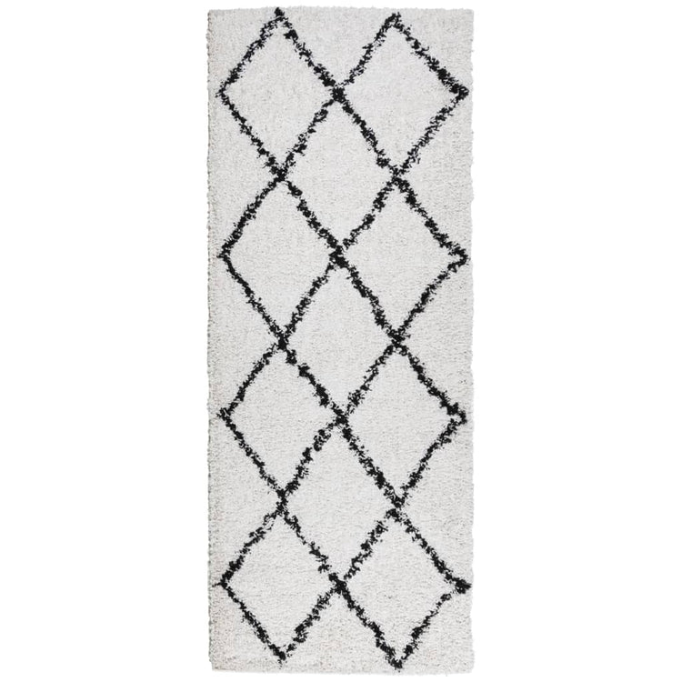 Vidaxl Teppich Shaggy High Stape Moderne 80x200 cm Creme und Schwarz