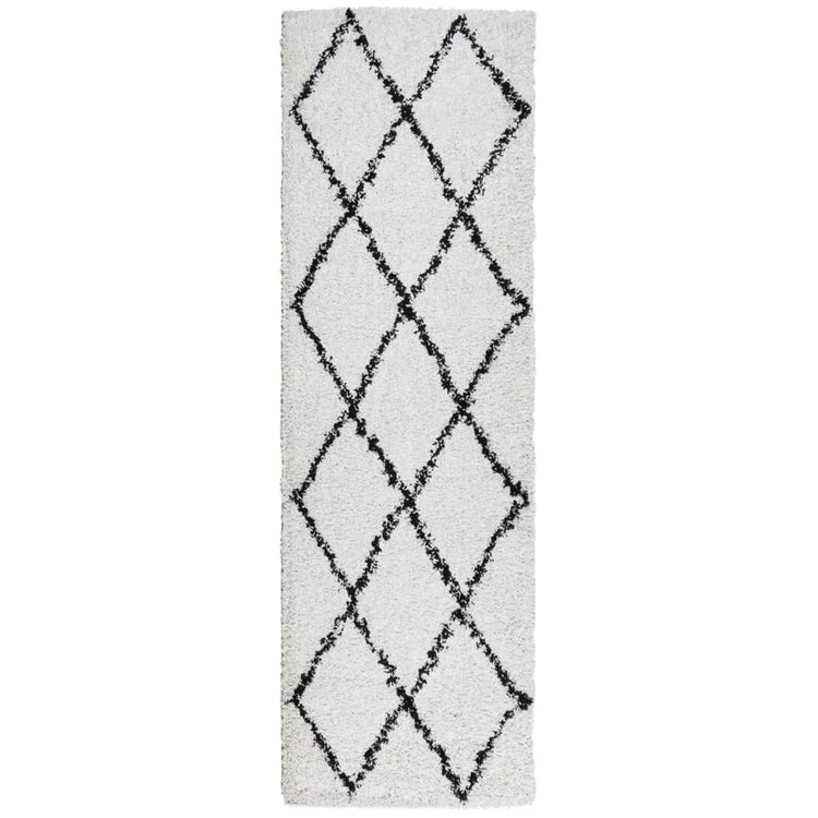 Vidaxl Teppich Shaggy High Stape Moderne 80x250 cm Creme und Schwarz