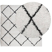 Vidaxl Teppich Shaggy High Stape Moderne 120x120 cm Creme und Schwarz - afbeelding 3