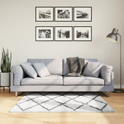 Vidaxl Teppich Shaggy High Stape Moderne 120x120 cm Creme und Schwarz - afbeelding 1