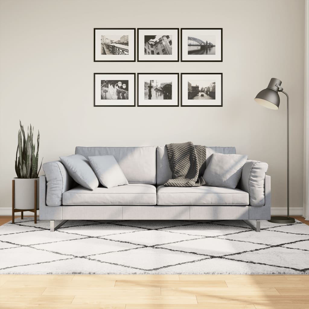 Vidaxl Teppich Pamplona Shaggy hochpapel 160x230 cm Creme und Schwarz