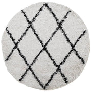Vidaxl Teppich Pamplona Shaggy hochhaufen Ø 80 cm Creme und schwarz - afbeelding 2