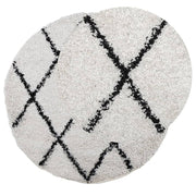 Vidaxl Teppich Pamplona Shaggy hochhaufen Ø 80 cm Creme und schwarz - afbeelding 3