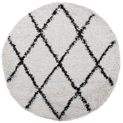 Vidaxl Teppich Pamplona Shaggy SCHWISSE Ø 160 cm Sahne und schwarz - afbeelding 2