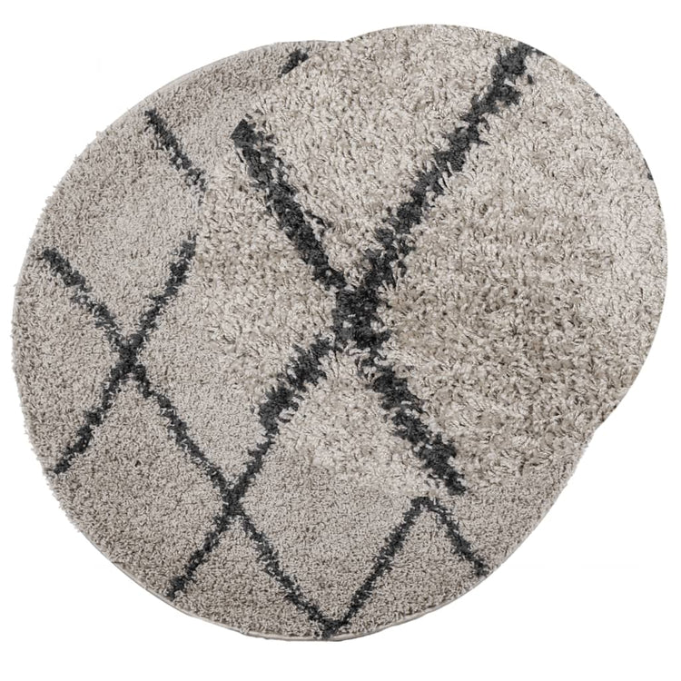 Vidaxl Teppich Pamplona Shaggy hochhaufen Ø 100 cm Beige Anthrazit