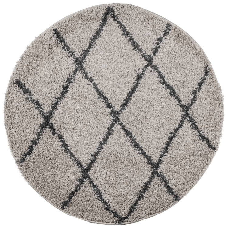 Vidaxl Teppich Pamplona Shaggy SCHWAHL Ø 160 cm Beige Anthrazit