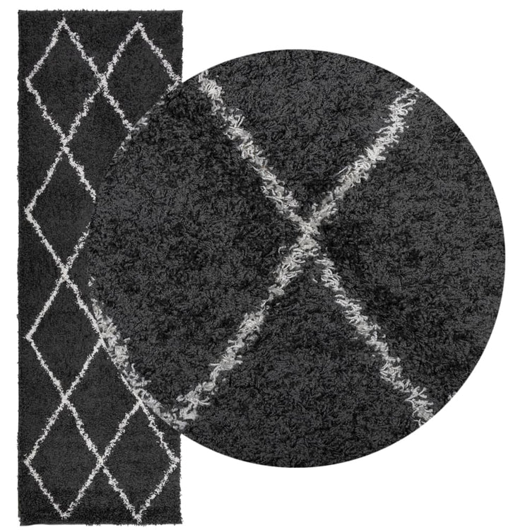 Vidaxl Teppich Pamplona Shaggy hochpol 80x250 cm schwarz und creme