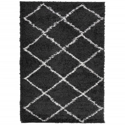 Vidaxl Teppich Shaggy High Stapel moderner 140 x 200 cm schwarz und creme