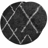 Vidaxl Teppich Pamplona Shaggy hochhaufen Ø 100 cm schwarz und creme - afbeelding 3