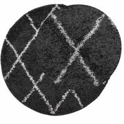 Vidaxl Teppich Pamplona Shaggy hochstange Ø 240 cm schwarz und creme - afbeelding 3