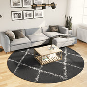 Vidaxl Teppich Pamplona Shaggy hochstange Ø 240 cm schwarz und creme - afbeelding 1