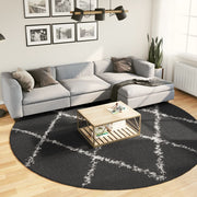 Vidaxl Teppich Pamplona Shaggy hochhaufen Ø 280 cm schwarz und creme - afbeelding 1