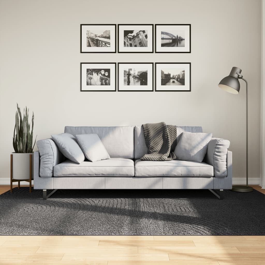 VidaXL Teppich Iza Niedrigflor skandinavisch 160x230 cm Anthrazit